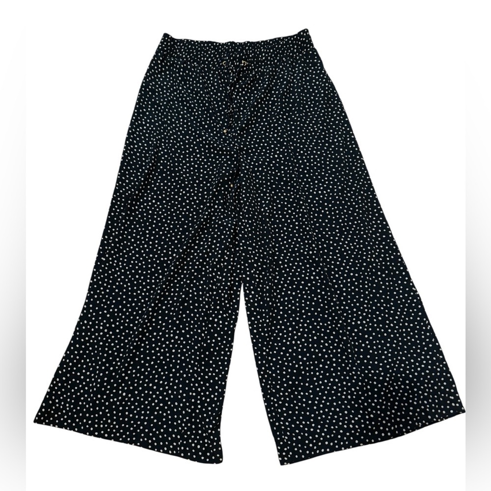 Adrienne Vittadini Black and White Polka Dot Wide-Leg Pants